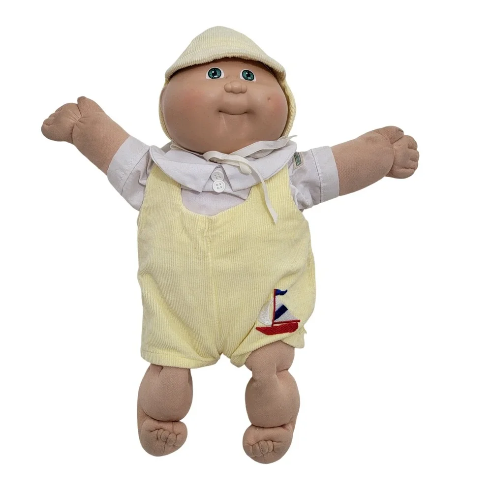 VTG 1984 Cabbage Patch Kids‎ Preemie Doll HM #4 Yarn Hair Tuft Sailboat Corduroy